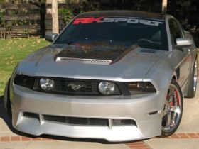 2010-2012 Ford Mustang RKS Fiberglass Ram Air Hood w/Carbon Fiber Blister - 18014010