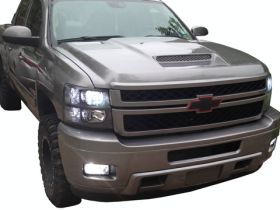 2007-2010 Chevrolet Silverado 2500 HD RKS Fiberglass Ram-Air Extractor Hood - 29014000
