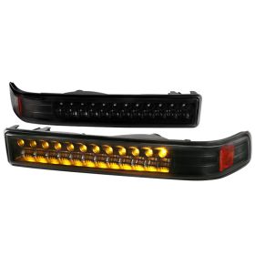 1998-2004 Chevy S10 Euro Bumper Lights Black - SDT-2LB-S1098JMLED-RS
