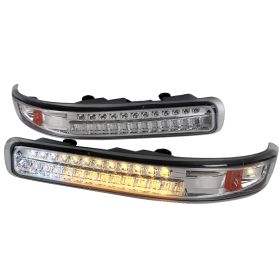 1999-2002 Chevy Silverado Euro Bumper Lights Chrome - SDT-2LB-SIV99CLED-RS