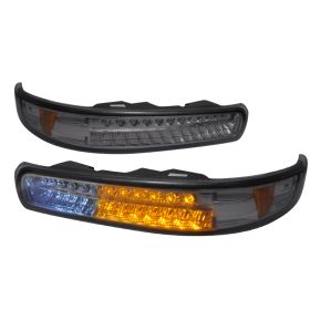 1999-2002 Chevy Silverado Smoke LED Bumper Lights-2LB-SIV99GLED-KS