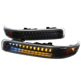 1999-2002 Chevy Silverado Euro Bumper Lights Black - SDT-2LB-SIV99JMLED-RS