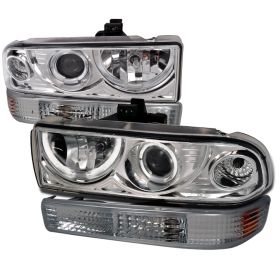 1998-2004 Chevy S10 Halo Chrome Projector Headlights - 2LBLHP-S1098-RS