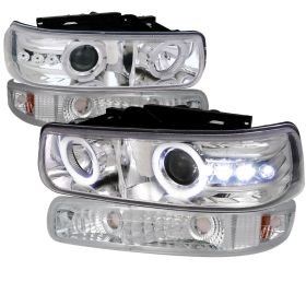 1999-2003 Chevy Silverado Halo Chrome Projector Headlights - 2LBLHP-SIV99-RS