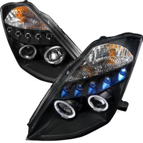 2003-2005 Nissan 350z Halo Black Projector Headlights - 2LHP-350Z03JM-TM