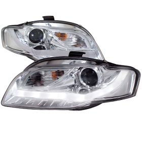 2006-2008 Audi A4 R8 LED Chrome Projector Headlights - 2LHP-A406-8V2-TM