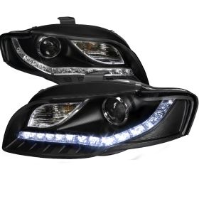 2006-2008 Audi A4 R8 Black Projector Headlights - 2LHP-A406JM-8-TM