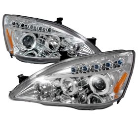 2003-2007 Honda Accord Halo LED Chrome Projector Headlights - 2LHP-ACD03-TM