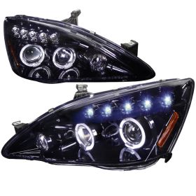 2003-2007 Honda Accord Halo Gloss-Black-Smoke Projector Headlights - 2LHP-ACD03G