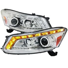 2008-2011 Honda Accord 4DR Sedan Halo Chrome Projector Headlights - 2LHP-ACD084-