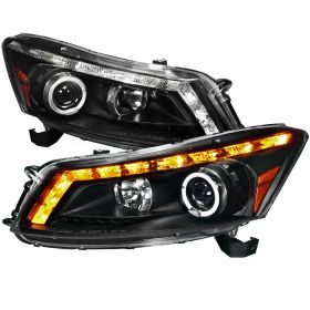 2008-2012 Honda Accord 4DR Sedan Halo Black Projector Headlights - 2LHP-ACD084JM-TM