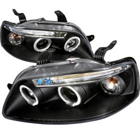 2004-2008 Chevy Aveo HB Halo LED Black Projector Headlights - 2LHP-AVE045JM-TM