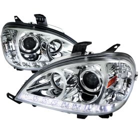 2002-2005 Mercedes Benz ML LED DRL Chrome Projector Headlights - 2LHP-BW16302-TM