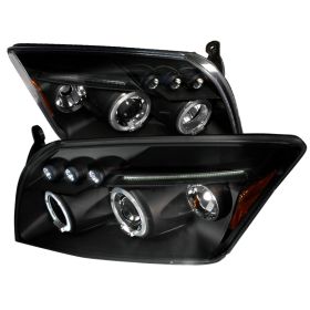 2007-2012 Dodge Caliber Halo LED Black Projector Headlights - 2LHP-CAL06JM-TM