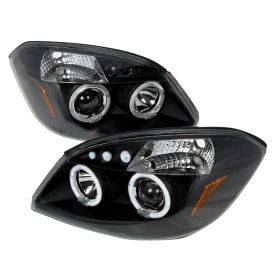 2005-2010 Chevy Cobalt Halo LED Black Projector Headlights - 2LHP-COB05JM-TM