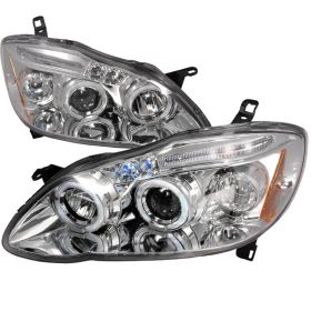 2003-2008 Toyota Corolla Halo LED Chrome Projector Headlights - 2LHP-COR03-TM