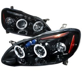 2003-2008 Toyota Corolla Halo Gloss-Black-Smoke Projector Headlights - 2LHP-COR0
