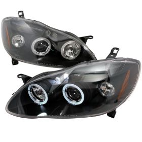 2003-2008 Toyota Corolla Halo LED Black Projector Headlights - 2LHP-COR03JM-TM
