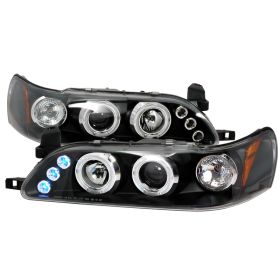 1993-1997 Toyota Corolla Halo LED Black Projector Headlights - 2LHP-COR93JM-TM