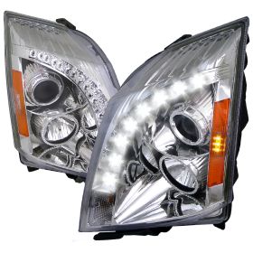 2008-2014 Cadillac CTS LED DRL Chrome Projector Headlights - 2LHP-CTS08-RS