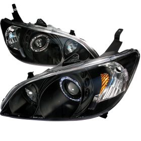 2004-2005 Honda Civic Chrome Halo Projector Headlights - 2LHP-CV04-KS