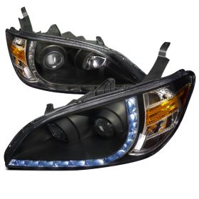 2004-2005 Honda Civic R8 Black Projector Headlights - 2LHP-CV04JM-8-RS
