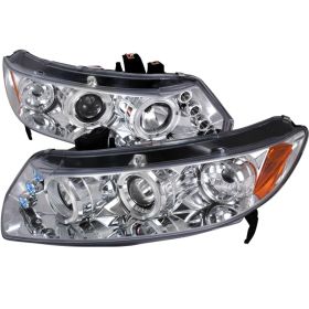 2006-2011 Honda Civic 2DR Halo LED Chrome Projector Headlights - 2LHP-CV062-TM