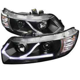 2006-2009 Honda Civic DRL LED Black Projector Headlights - 2LHP-CV062JM-RS