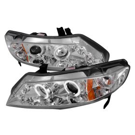 2006-2011 Honda Civic 4DR Halo LED Chrome Projector Headlights - 2LHP-CV064-TM