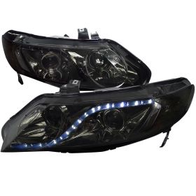2006-2011 Honda Civic 4DR Sedan R8 Smoke Projector Headlights - 2LHP-CV064G-8-RS