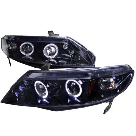 2006-2010 Honda Civic Halo Gloss-Black-Smoke Projector Headlights - 2LHP-CV064G-