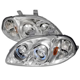 1996-1998 Honda Civic Chrome Halo Projector Headlights - 2LHP-CV96-KS