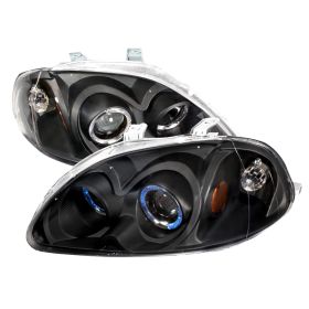 1996-1998 Honda Civic Black Halo Projector Headlights - 2LHP-CV96JM-KS