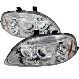1999-2000 Honda Civic Halo LED Chrome Projector Headlights - 2LHP-CV99-TM