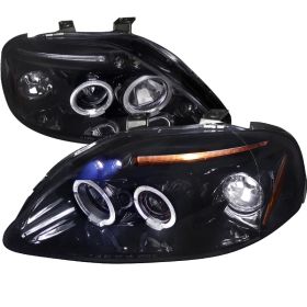1999-2000 Honda Civic Halo Gloss-Black-Smoke Projector Headlights - 2LHP-CV99G-T