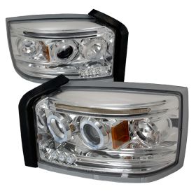 2005-2007 Dodge Dakota Halo LED Chrome Projector Headlights - 2LHP-DAK05-TM