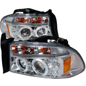 1997-2004 Dodge Dakota Halo LED Chrome Projector Headlights - 2LHP-DAK97-TM