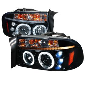 1997-2004 Dodge Dakota Halo Gloss-Black-Smoke Projector Headlights - 2LHP-DAK97G