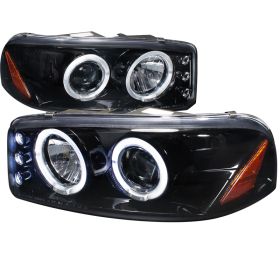 2000-2006 GMC Denail Halo Gloss-Black-Smoke Projector Headlights - 2LHP-DEN00G-T