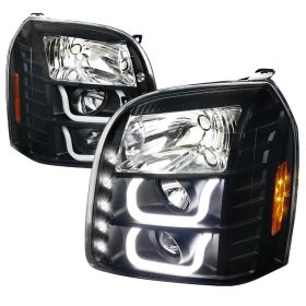 2007-2012 GMC Yukon Black Halo Projector Headlights - 2LHP-DEN07JM-V2-TM