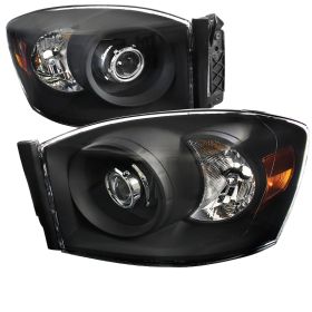 2006-2008 Dodge Ram Black Projector Headlights - 2LHP-DGP06JM-RS