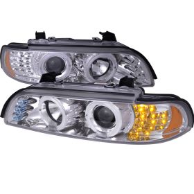 2001-2003 BMW 5-Series Halo LED Chrome Projector Headlights - 2LHP-E3997-8V2-TM