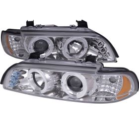 2001-2003 BMW 5-Series Halo Gloss-Black-Smoke Projector Headlights - 2LHP-E3997-