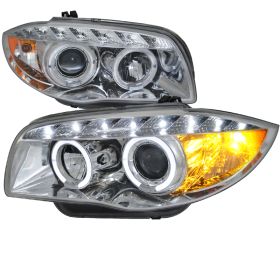 2008-2011 BMW E87 1-Series Halo Chrome Projector Headlights - 2LHP-E8708-TM