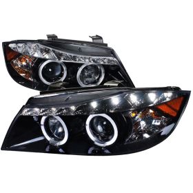 2006-2008 BMW E90 3-Series 4DR Sedan R8 Gloss-Black-Smoke Projector Headlights -