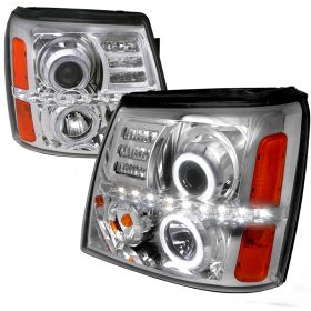 2002-2006 Cadillac Escalade Halo Chrome Projector Headlights - 2LHP-ECLD02-RS