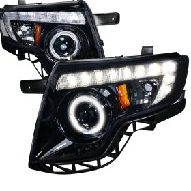 2007-2010 Ford Edge Halo Gloss-Black-Smoke Projector Headlights - 2LHP-EDG07G-TM
