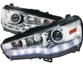 2008-2012 Mitsubishi Lancer R8 Chrome Projector Headlights - 2LHP-EVO08-8-TM