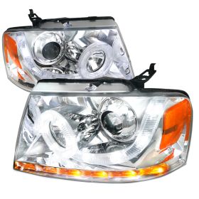 2004-2008 Ford F150 Halo Chrome Projector Headlights - 2LHP-F15004-V2-RS