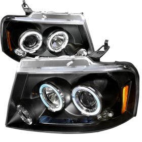 2004-2008 Ford F150 Halo LED Black Projector Headlights - 2LHP-F15004JM-TM